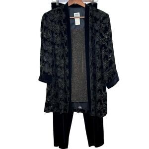 VTG R&M RICHARDS by Karen Wong Velvet Burnout Jacket Pants Set Size 12 Indie 90s